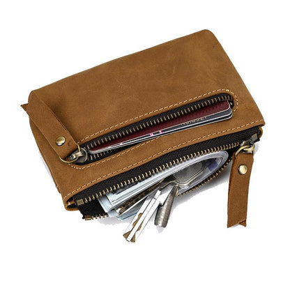 Heren Multi-Layer Ritssluiting Rundleer Mini-Etui 08633412Y