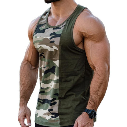 Herren Lässiges Camouflage-Patchwork Rundhals Slim Fit Tanktop 31824364M