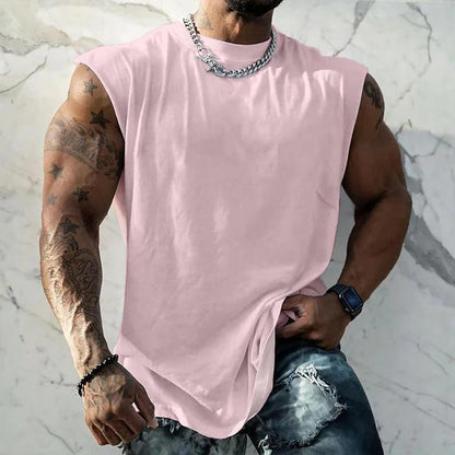 Herren Sport-Tanktop in Unifarbe mit Breiten Trägern und Rundhals 44699991X