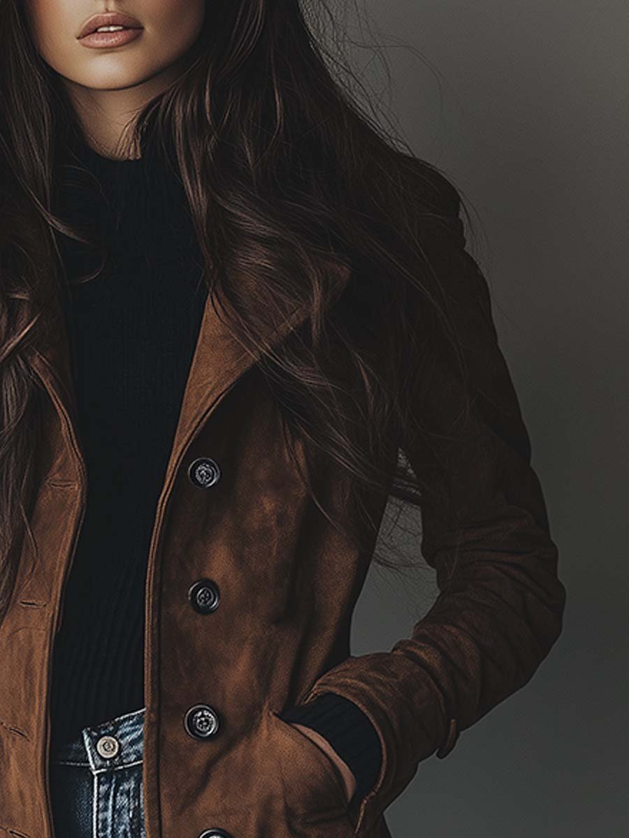 Dames vintage suède trenchcoat