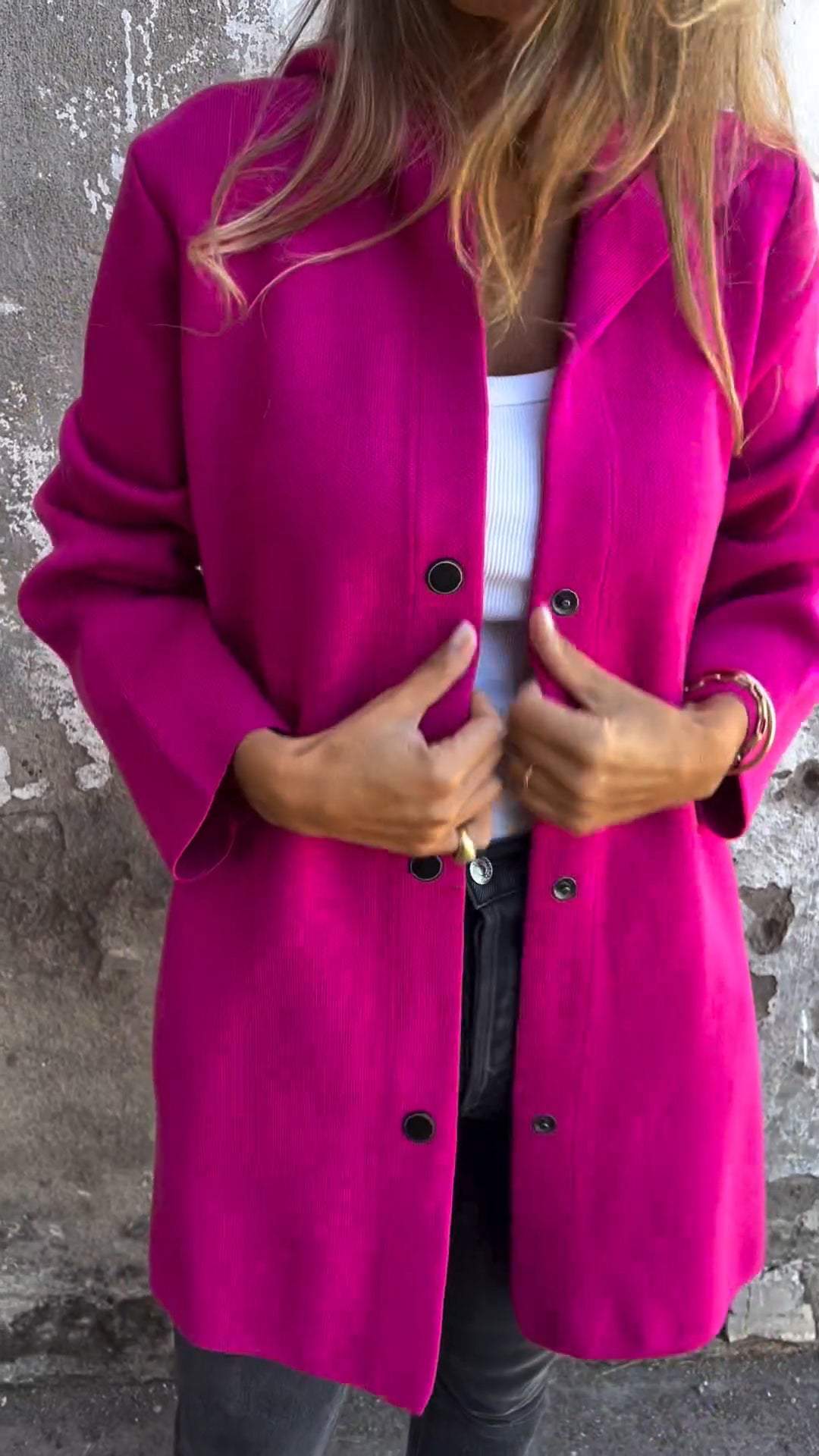 Jacqueline | Losse Hoodie Jas met Knopen