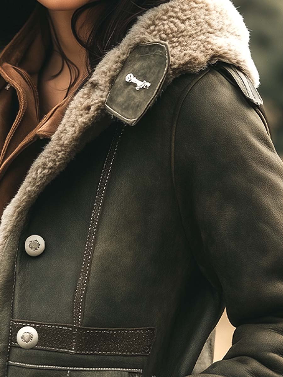 Dames Retro Suède Jas, Dik en Warm