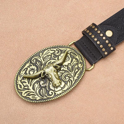 Herren Western Cowboy Stil Vintage Nieten-Geprägter Gürtel 33277436U
