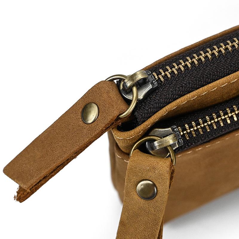 Heren Multi-Layer Ritssluiting Rundleer Mini-Etui 08633412Y