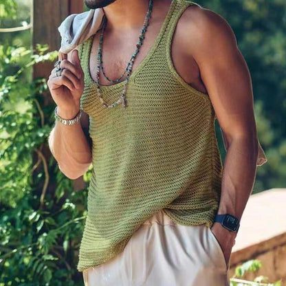 Herren Lässiges Strick-Tanktop in Unifarbe 55936533Y