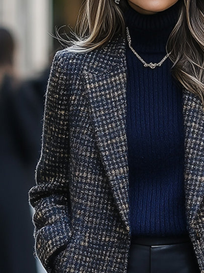 Damen Vintage-Lapel-Tweedjacke