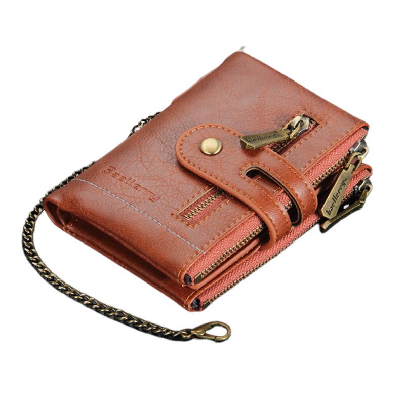 Herren Kurz Retro Doppelreißverschluss Multi-Karten Brieftasche 21870624U
