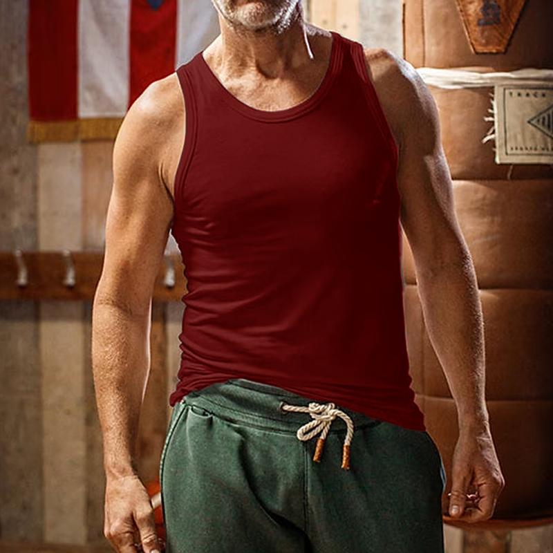 Herren Lässiges Sport-Tanktop in Unifarbe mit Rundhals 10041262Y