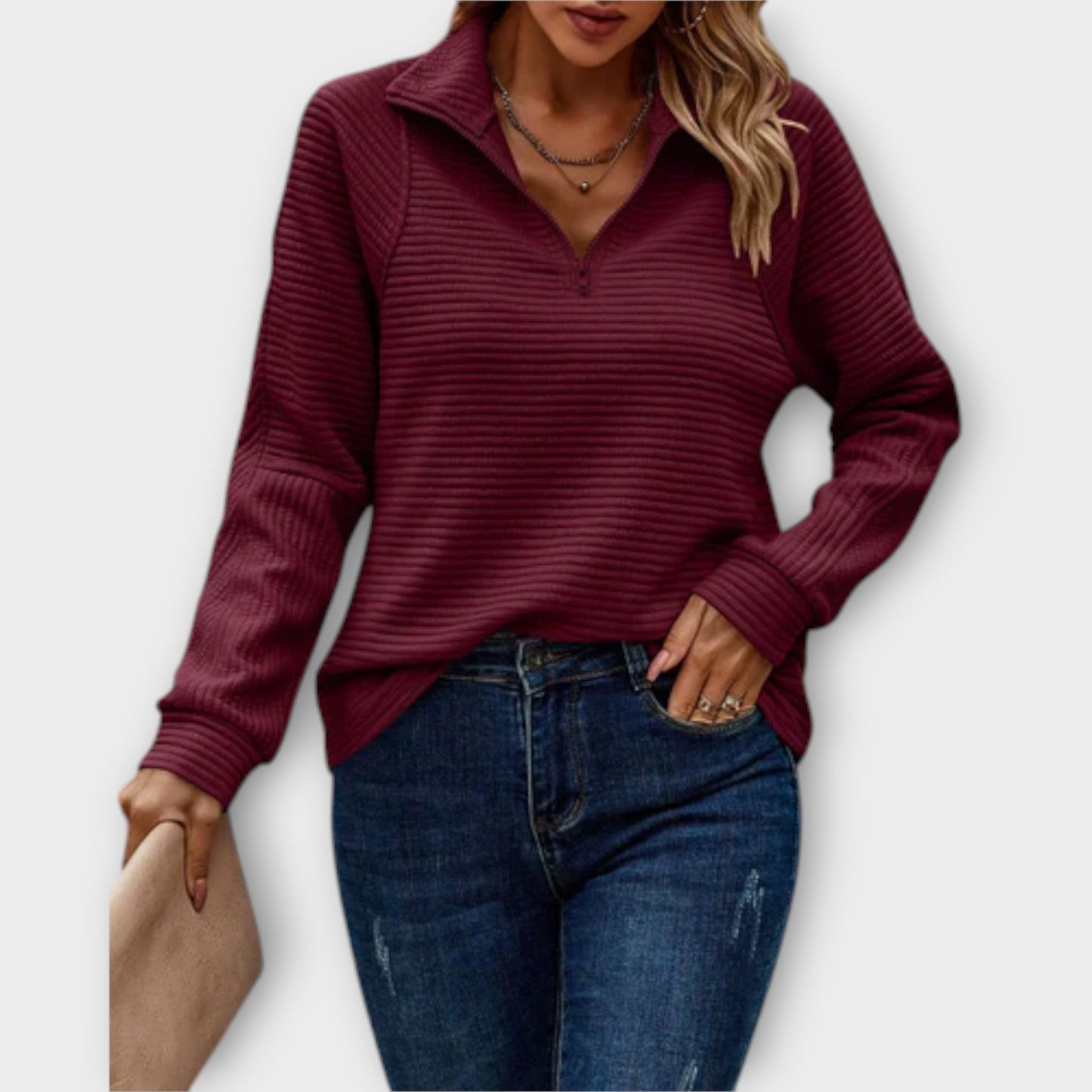 Lila | Stilvoller V-Ausschnitt-Pullover