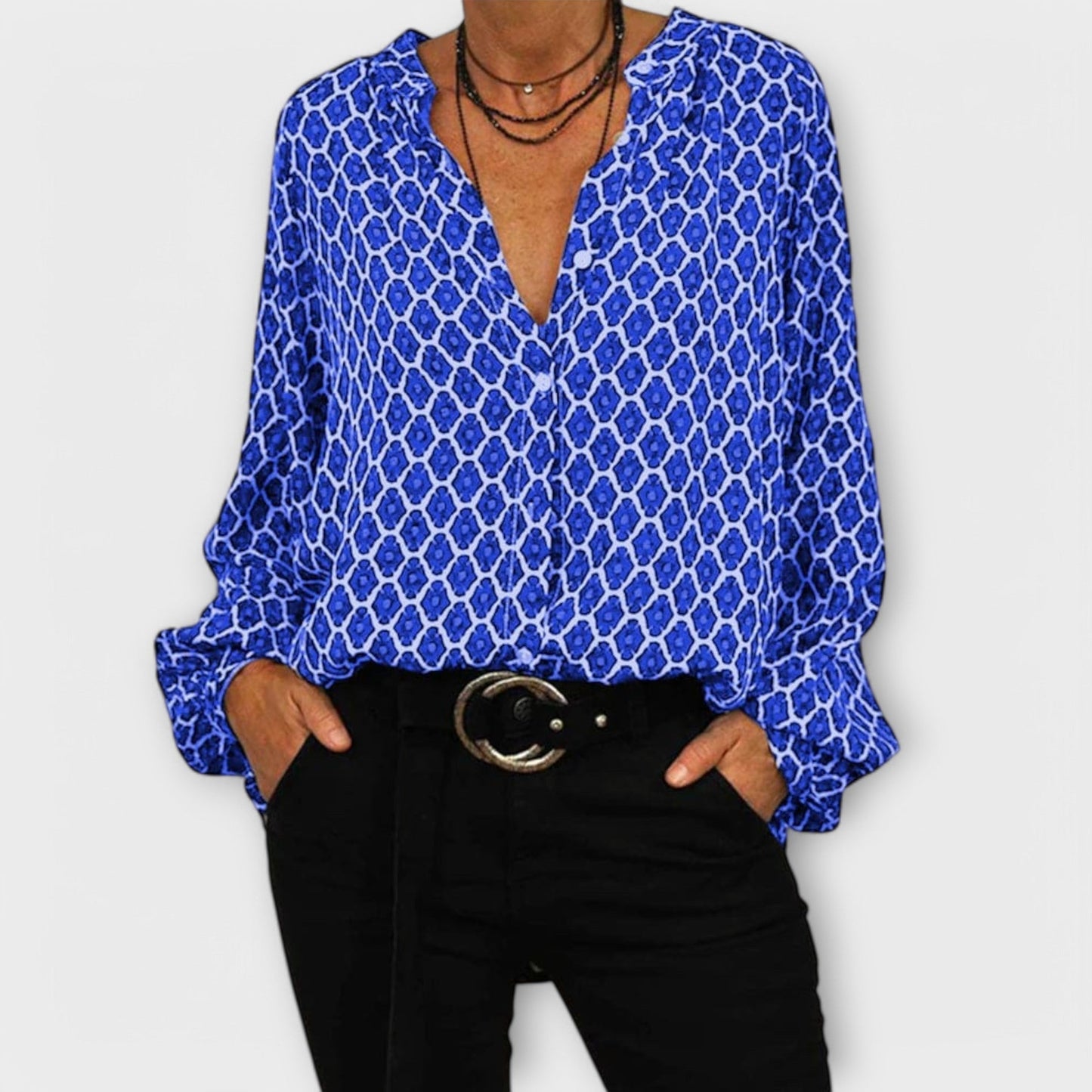 Elegance Flow V-Ausschnitt Bluse