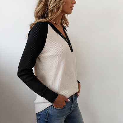 Comfortabele trui met V-hals en lange mouwen