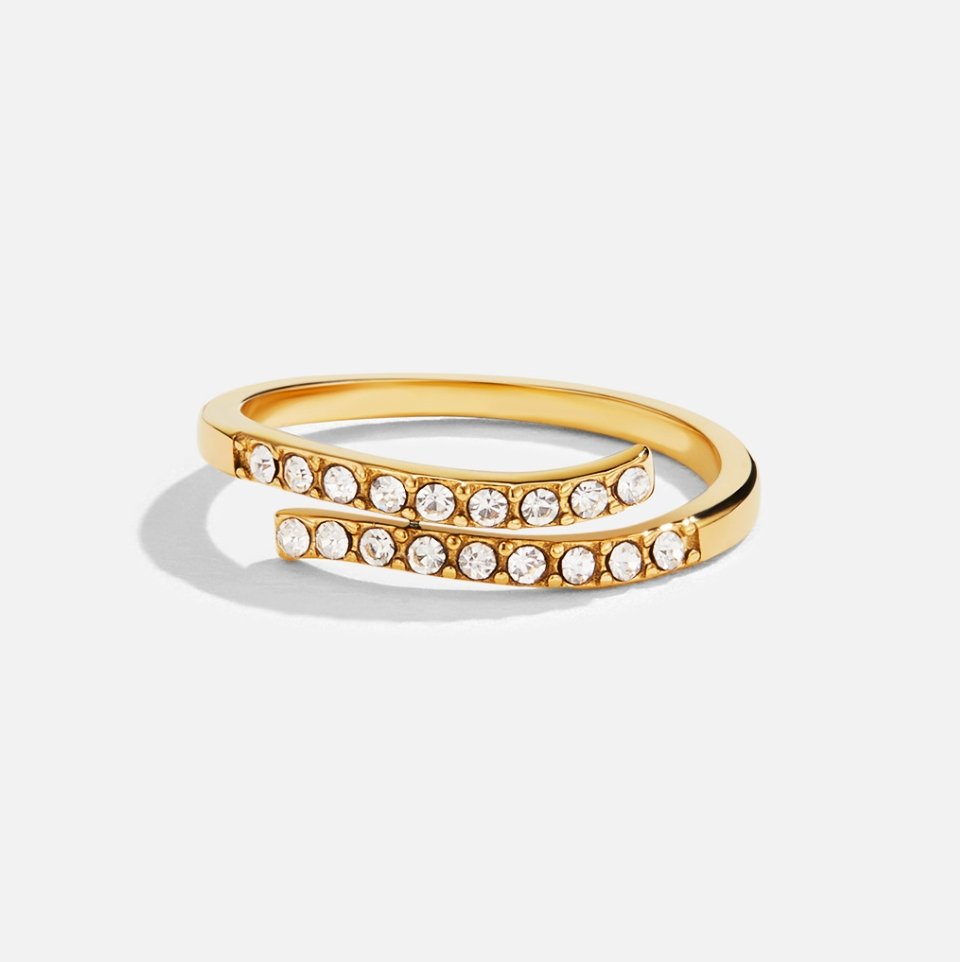 Bague enveloppante en or et cristal