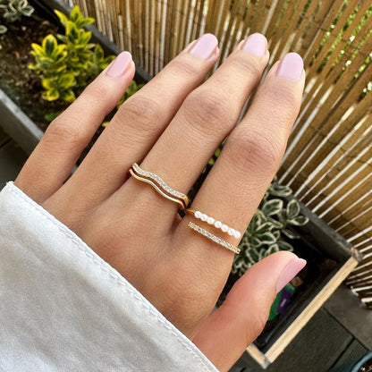 Gouden en kristallen ring 'Juni'