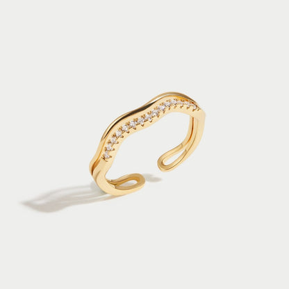 Gouden en kristallen ring 'Juni'