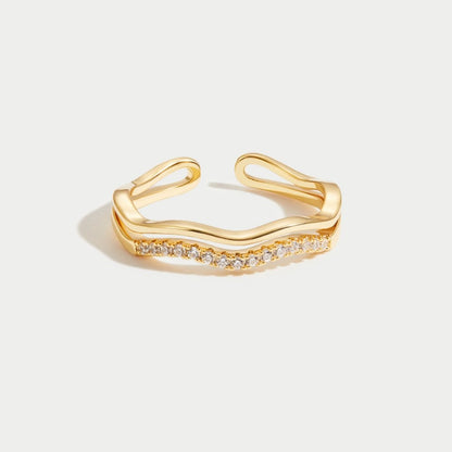 Gouden en kristallen ring 'Juni'