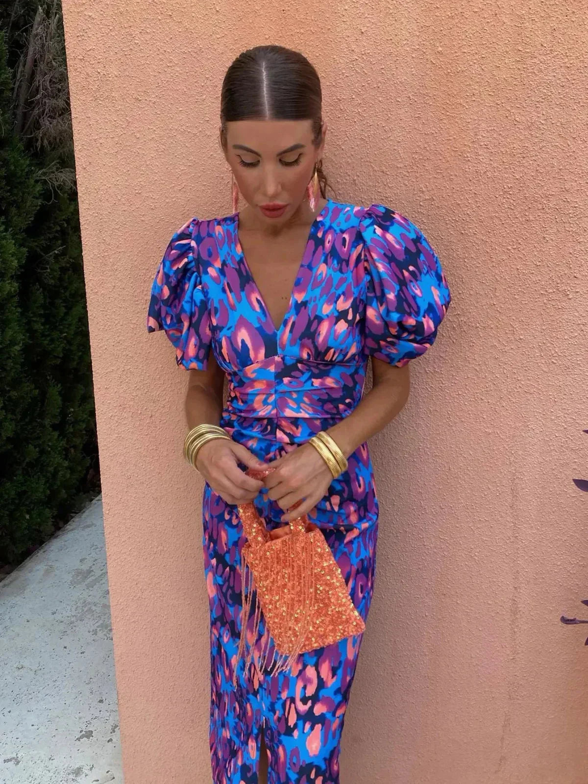 ANNEGRET RETRO-PRINT JURK MET PUFFMOUWEN