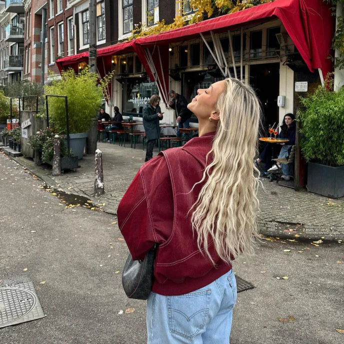 Brigitte - Trendy rode leren jas