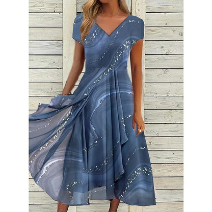 THARAH | V-hals midi-jurk