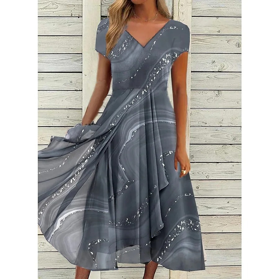 THARAH | V-hals midi-jurk