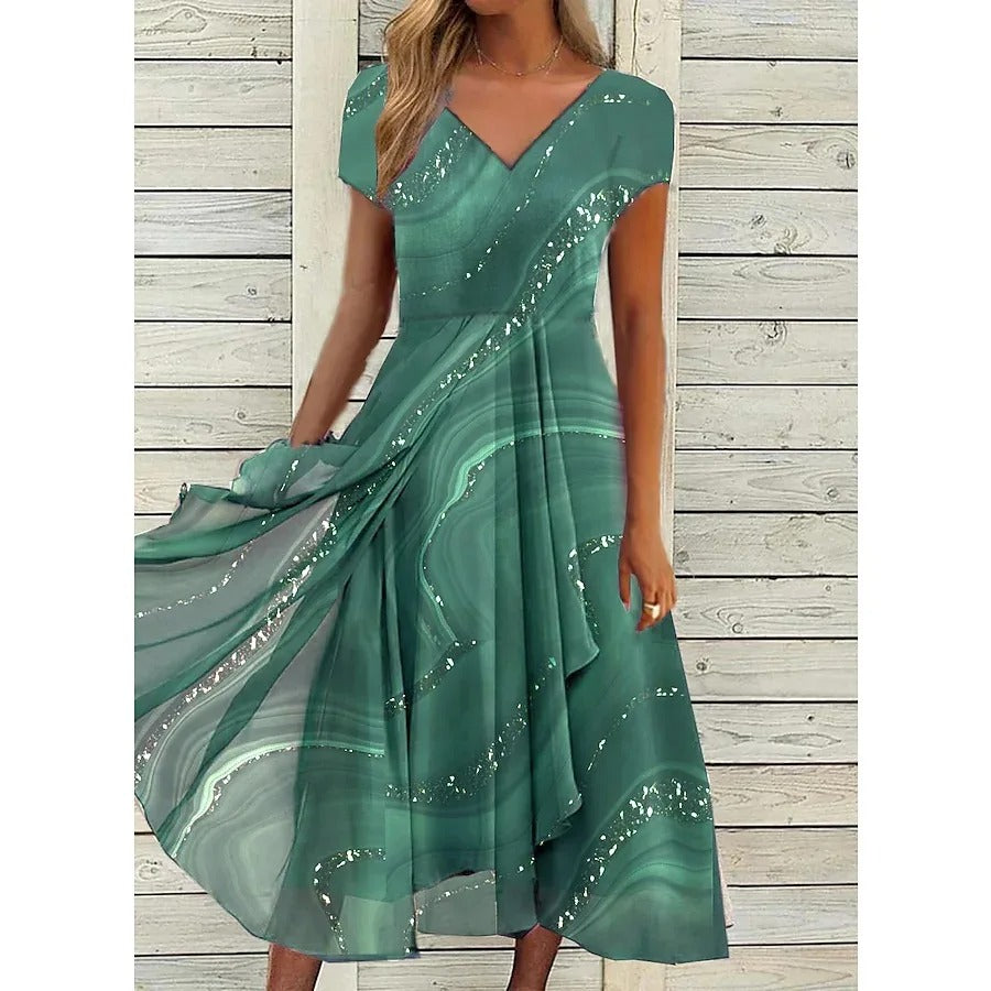 THARAH | V-hals midi-jurk