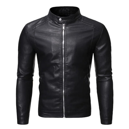 Leren jack met opstaande kraag
