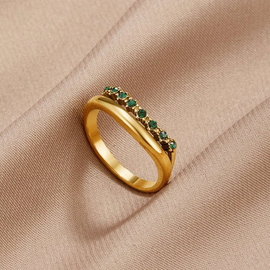 Marissa Emerald Green Layered Ring (bague superposée vert émeraude)