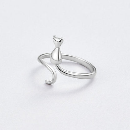 Middernachtskat Zilveren Ring