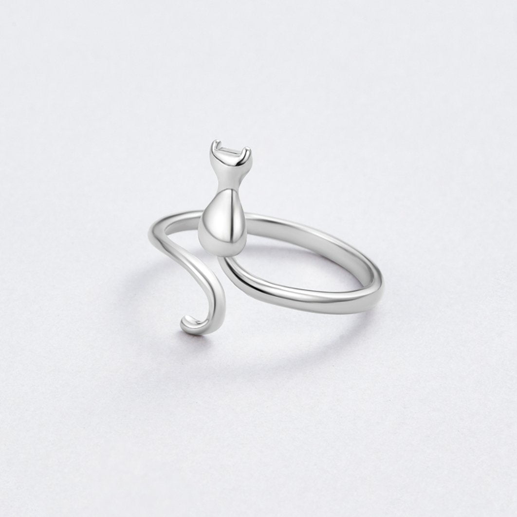 Zilveren ring "Midnight Cat"