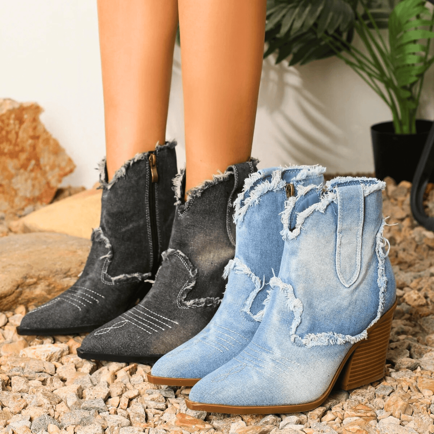 Aurela Denim-Stiefeletten