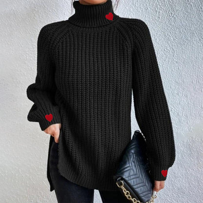Cool Black Plain Long-sleeved Turtleneck Jumper