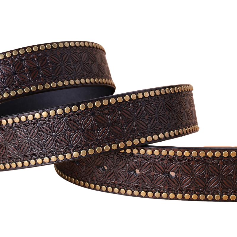 Heren Vintage Western Cowboy Reliëf Punk Leren Riem 03004753K