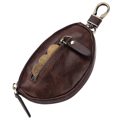 Herren Klassische Rindsleder Autoschlüssel Reißverschluss Brieftasche 08486347K