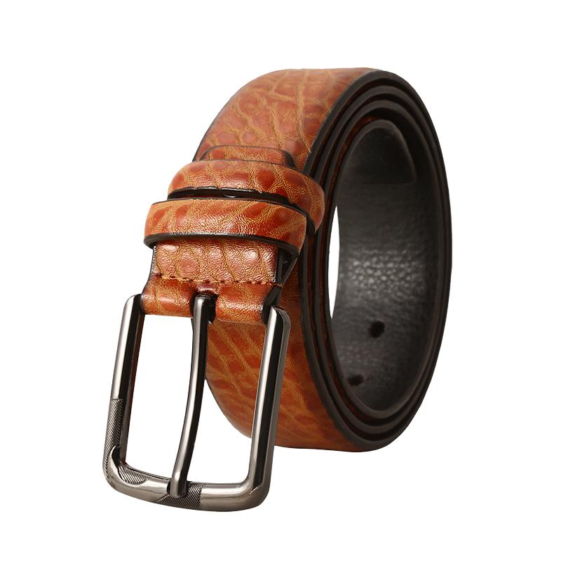 Herren Retro Lässiger Vielseitiger Hochwertiger Dornschließen-Ledergürtel 33729143K