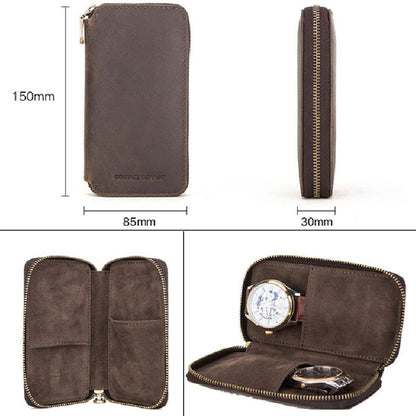 Herren Vintage Rindsleder Handgefertigte Uhrenaufbewahrungstasche 47182540K