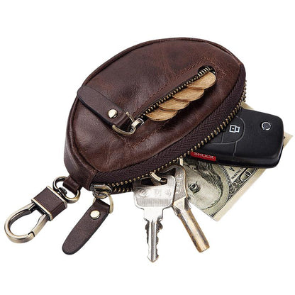 Herren Klassische Rindsleder Autoschlüssel Reißverschluss Brieftasche 08486347K