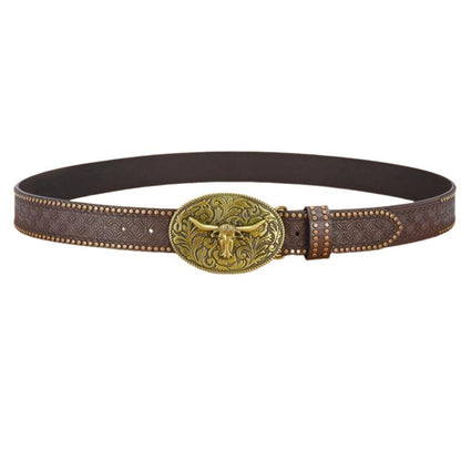 Herren Western Cowboy Stil Vintage Nieten-Geprägter Gürtel 33277436U