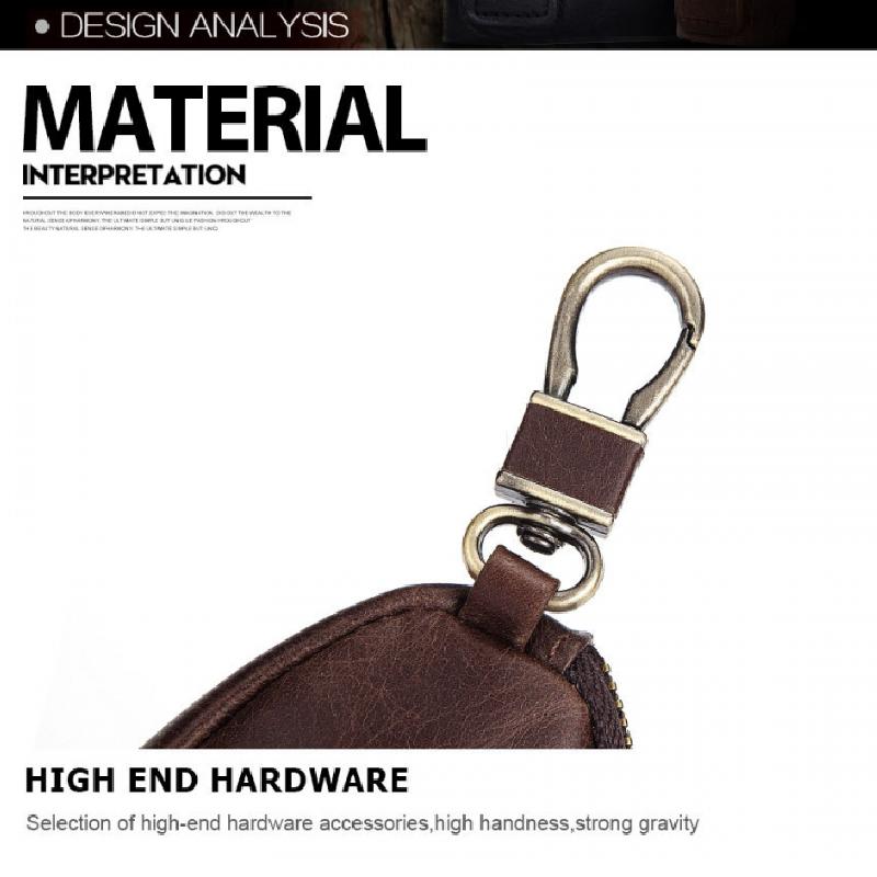 Herren Klassische Rindsleder Autoschlüssel Reißverschluss Brieftasche 08486347K
