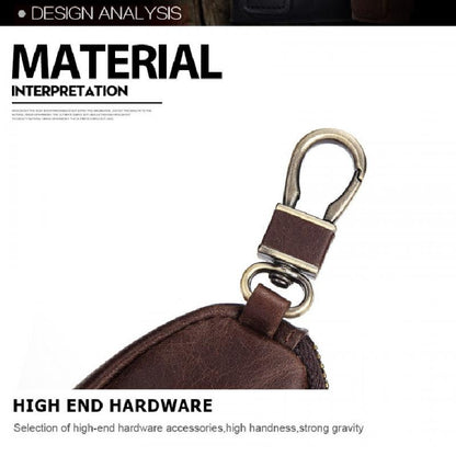 Herren Klassische Rindsleder Autoschlüssel Reißverschluss Brieftasche 08486347K
