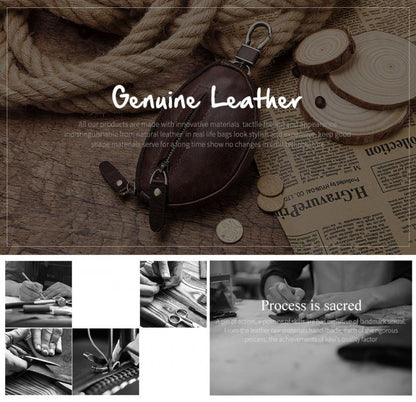 Herren Klassische Rindsleder Autoschlüssel Reißverschluss Brieftasche 08486347K