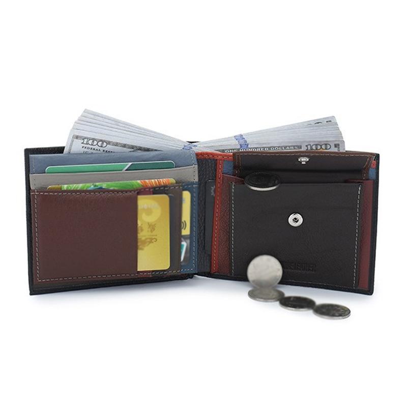 Herren Rindsleder Oberste Schicht Großraum Multi-Kartenfächer Echtleder Brieftasche 86670176U