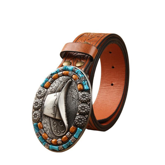 Heren Klassieke Vintage Western Cowboy Stijl Riem 76313607K