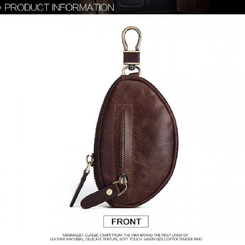 Herren Klassische Rindsleder Autoschlüssel Reißverschluss Brieftasche 08486347K