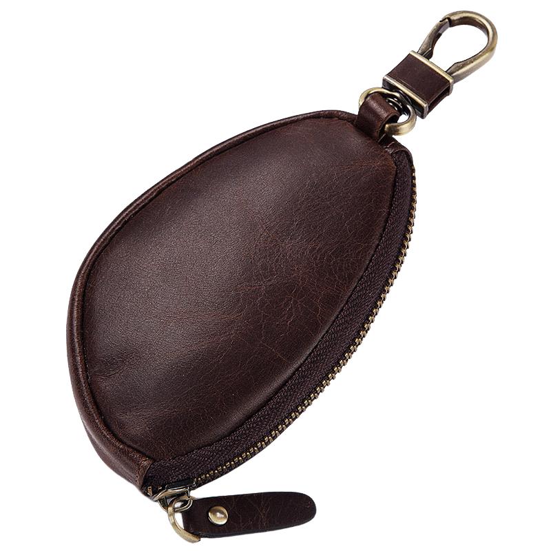 Herren Klassische Rindsleder Autoschlüssel Reißverschluss Brieftasche 08486347K
