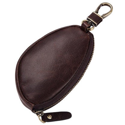 Herren Klassische Rindsleder Autoschlüssel Reißverschluss Brieftasche 08486347K