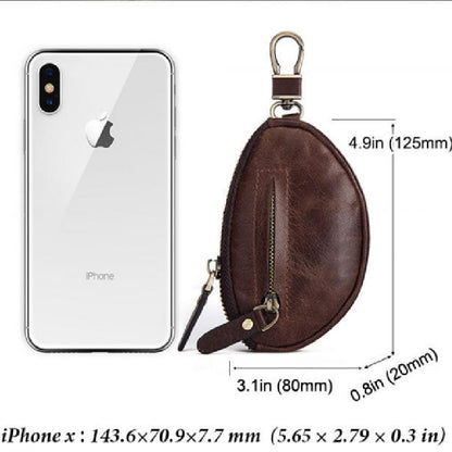 Herren Klassische Rindsleder Autoschlüssel Reißverschluss Brieftasche 08486347K