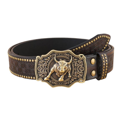 Heren Vintage Western Cowboy Reliëf Punk Leren Riem 03004753K