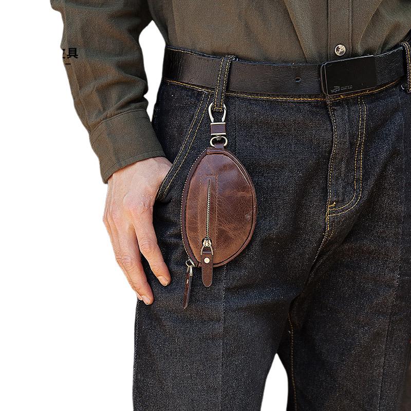 Herren Klassische Rindsleder Autoschlüssel Reißverschluss Brieftasche 08486347K