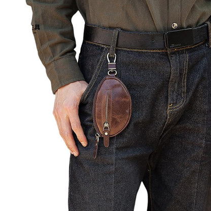 Herren Klassische Rindsleder Autoschlüssel Reißverschluss Brieftasche 08486347K