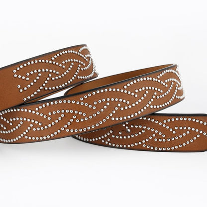Heren Vintage Western Cowboy Reliëf Punk Leren Riem 03004753K