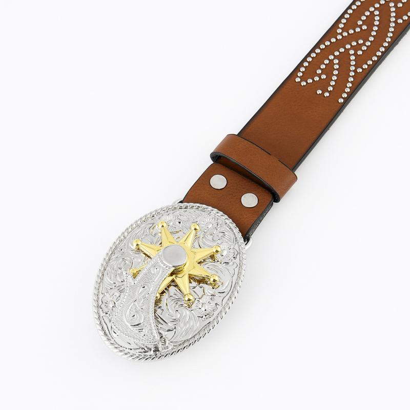 Heren Vintage Western Cowboy Reliëf Punk Leren Riem 03004753K